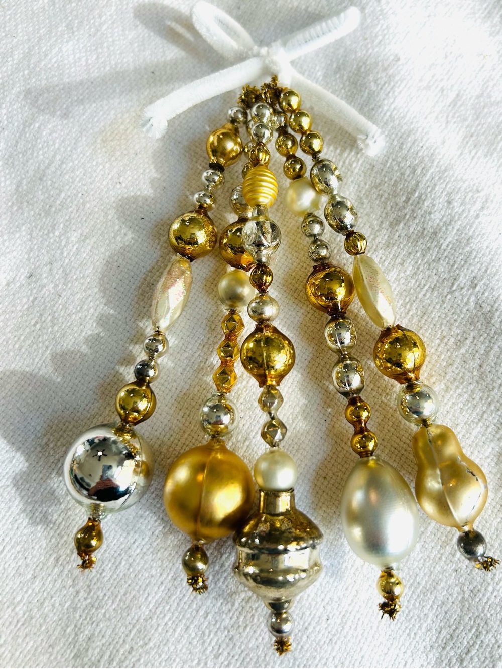 Vintage repurposed mercury glass garland bead icicle holiday Christmas ornaments